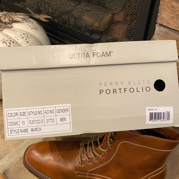 Perry Ellis Portfolio Cognac Boots Sz 13 - Picture 10 of 10